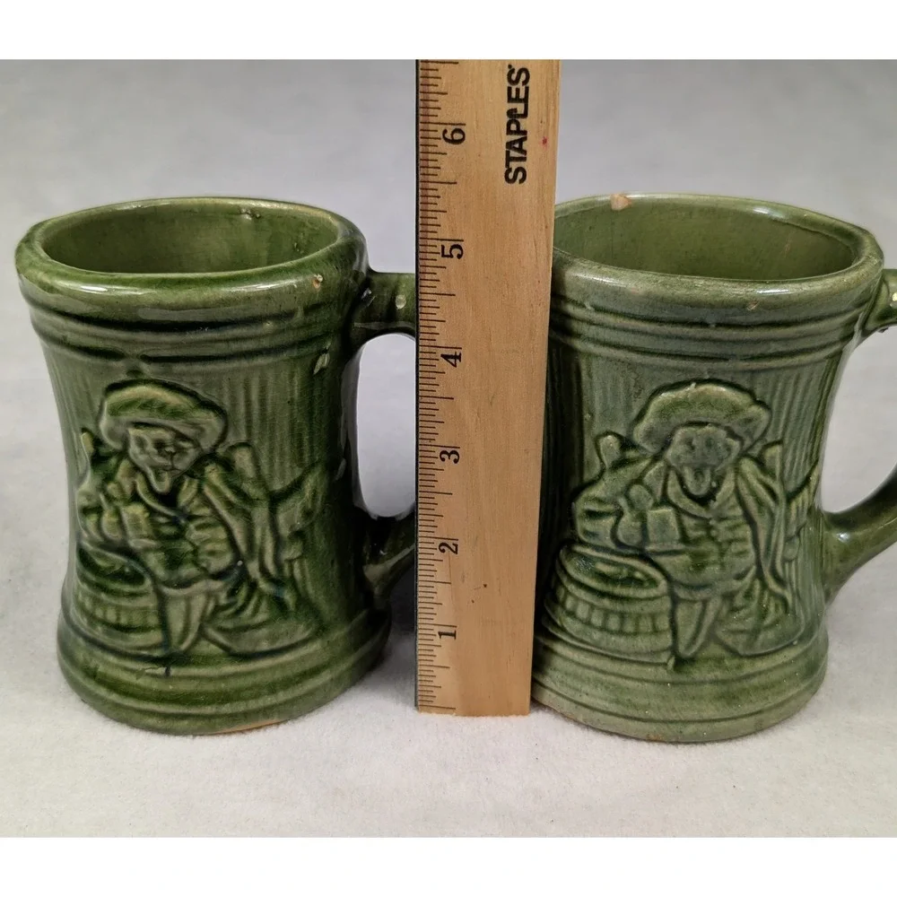 Vintage‎ 1920's McKoy Green Glazed Buccaneer Mug and Pitcher Drinkware Set